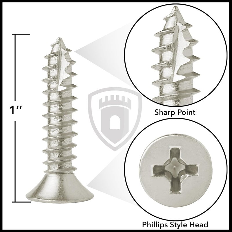CAULDHAM Store Satin Nickel Wood Screws #9 x 1 Inch for Door Hinges - 25 Pack - Image 4